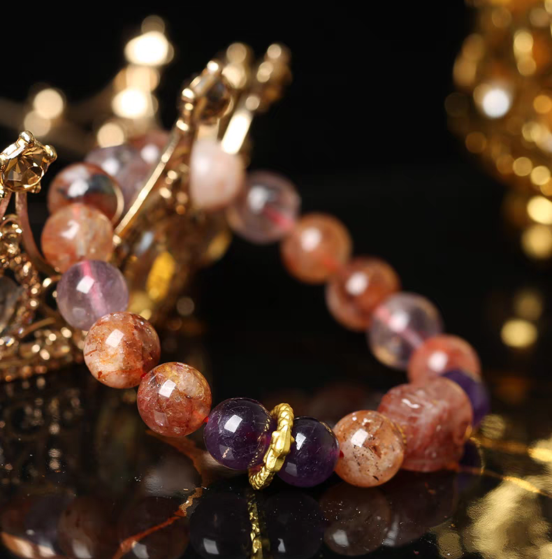 Life Magic Store Nine Purple Fire Glue Flower Puxiu Bracelet Red Glue Flower Purple Dragon Crystal Attracting and Gathering Fortune of High Quality